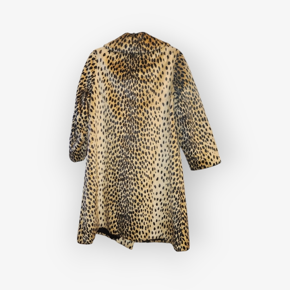 Vintage 60s/70s Faux Leopard Print Swing Coat 🖤 - Picture 8 of 12